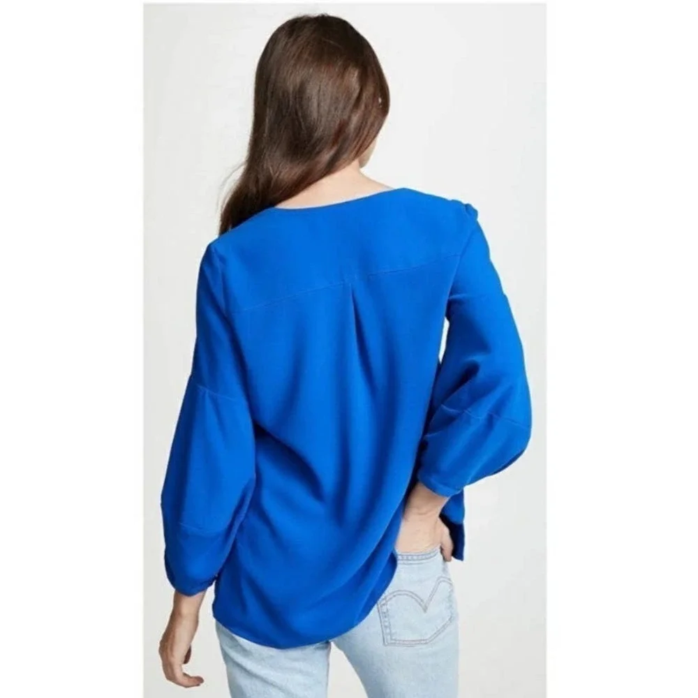 Amanda Uprichard SZ M Blue Milan V Neck Blouse